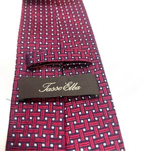 Tasso Elba Men's Woven Burgundy Basketweave Necktie 100% Silk 59”x3.25”